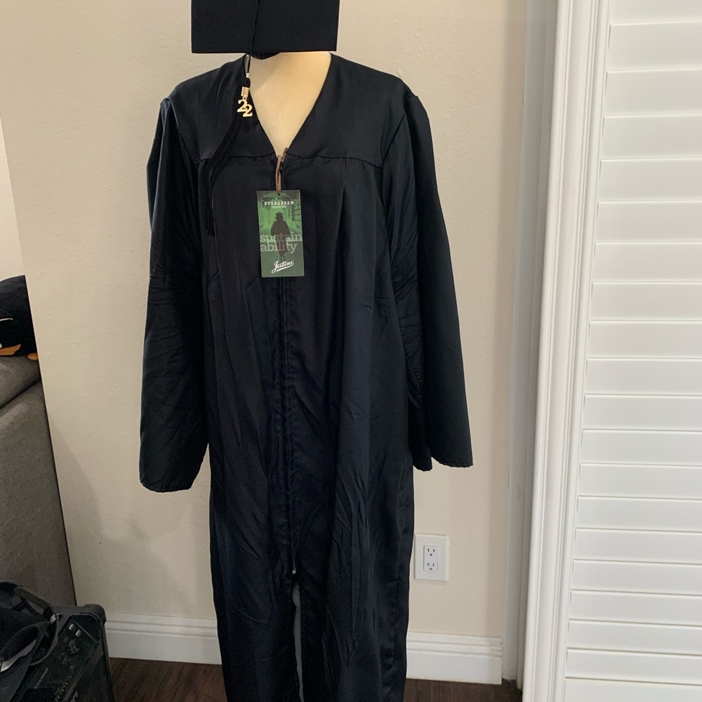Evergreen Graduation Black Cap and Gown